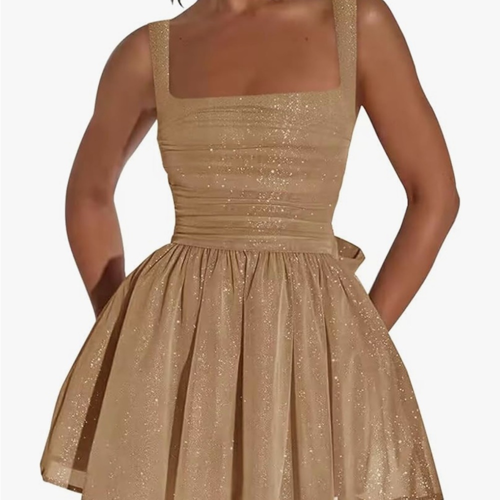 Wenlion Glitter Tulle mini formal Dresses